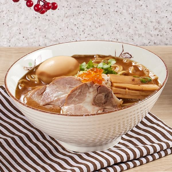 40 OZ ceramic ramen bowls, 8 IN large Japanese noodle soup bowl, match chopsticks and spoons, suitable for Pho, Udon Asian noodles (Flowers and birds)