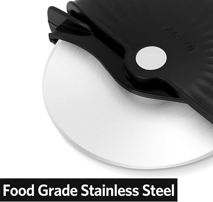 Pizza Cutter Wheel with Protective Blade Cover, Detachable and Dishwasher Safe, Black
