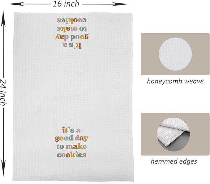 Baking Gifts Kitchen Towels Set of 2, Gifts for Bakers Cookie Lovers Cooks Dish Tea Towel for Kitchen Baking, It's a Good Day to Make Cookies Hand Towels, 16x24