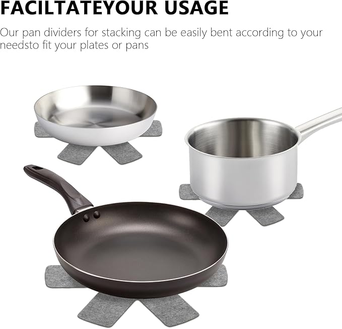 40 Pcs Pot and Pan Protectors, 5 Different Sizes Cookware Protector Pot Dividers Stacking Separators Pads for Protecting and Separating Pots and Pans, Gray