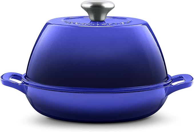 Signature Enameled Cast Iron Sourdough Bread Oven | Non-Stick with Tight Fitting Lid for Perfect Baking and Bread Making | 6QT Round Oven With Lid [Indigo Blue]