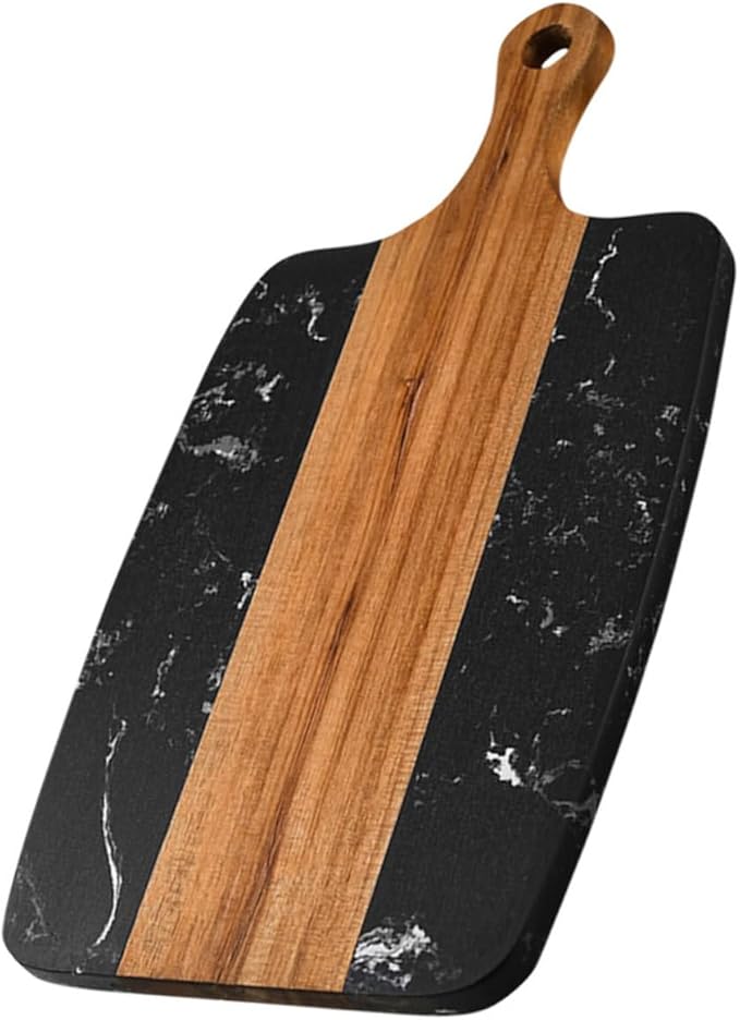 Marble and Acacia Wood Cutting Board Double-sided Kitchen Chopping Block with Anti-cracking Low-noise Surface for Meat Vegetables Fruit and Cheese Easy to Clean and Practical for