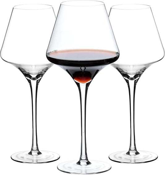 BACLIFE Italian Red Wine Glasses, Set of 3, 17.5 oz Clear