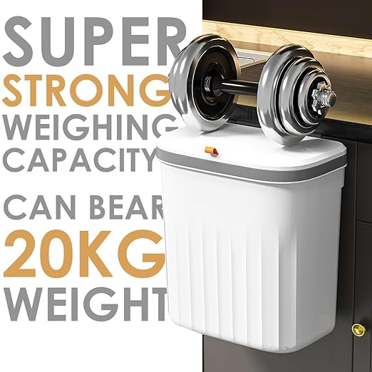 3.3+2.6 Gallon Kitchen Compost Bin for Counter Top or Under Sink, 2-in-1 Combo Pack Kitchen Hanging Trash Can Set with Lid, Plastic Wall-Mounted Garbage Can for Cupboard, Office