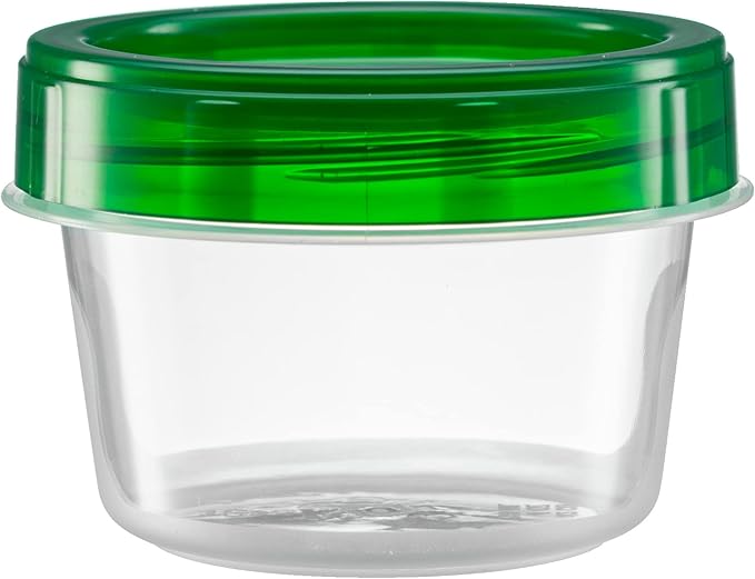 (4 Ounce 20 Pack) Twist cap Containers Clear Bottom With Green Top Screw on Lids Twist Top Food Storage Freezer Containers