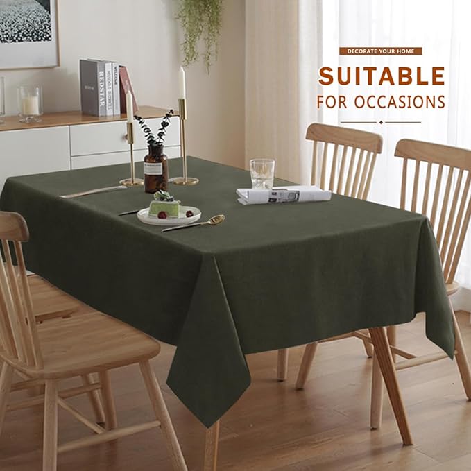Table Cloth Rectangle Table Cover 57x118 Inches Soft-Brushed Finish Wrinkle Free and Waterproof Rectangle Olive Black Tablecloth for Kitchen Party Buffet Wedding