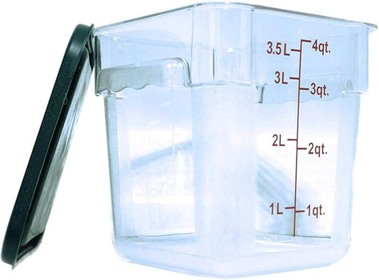 Tiger Chef 4 Quart Commercial Grade Clear Food Storage Square Polycarbonate Containers With Green Lids