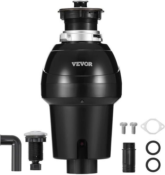 VEVOR Garbage Disposal, 1HP 3270RPM DC Motor, Continuous Feed Food Waste Sink Disposer, EZ Connect Food Waste Grinding System with Sound Reduction, Power Cord and Splash Guard, for Kitchen