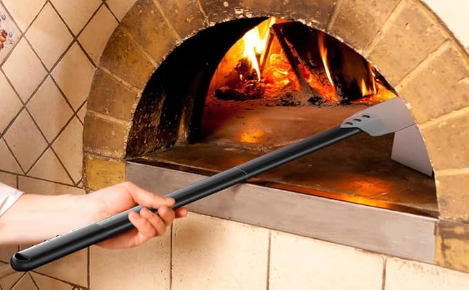 4 Piece Pizza Oven Kit, 9 Inch Turning Peel, 12 Inch Perforated Pizza Peel, Oven Brush and Ash Rake, Wood Burning Commercial Oven Accessoires for Home, Restaurant