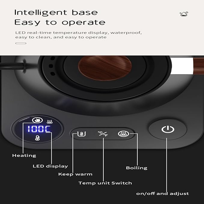 Smart Gooseneck Electric Kettle 1500W - Variable Temperature Control with LED Display, 304 Stainless Steel, 5oz Micro-Brew & 24H Keep Warm for Coffee/Tea(WHITE, EU PLUG)