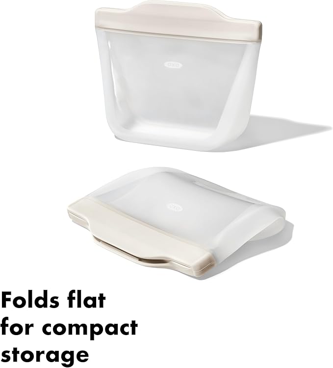 OXO Good Grips Silicone Reusable Bag – Stand-Up Snack (12 oz) – Oat
