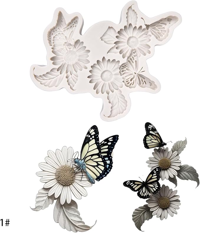 (Four-piece set) Flower, butterfly, umbrella wing girl, dragonfly, bird, DIY silicone mold, cake chocolate mold wedding cake decoration tool soft candy cake mold