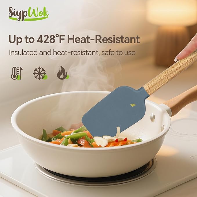 Silicone Spatula Set, Food Grade Rubber Spatula-4 Piece Nonstick Rubber Spatulas, Spoonula, Jar Scraper for Cooking, Baking, Mixing, Frosting - Heat Resistant Up to 600°F (Spatulas-Colorful)