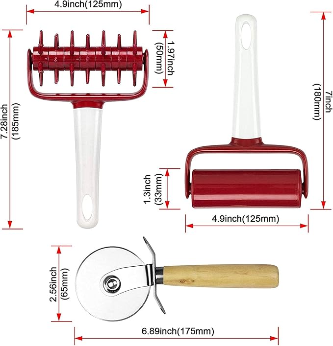 5 pcs Pizza Tool Set Includ Pastry Pizza Roller, Pizza Dough Docker that Time-Saving and Dough Scraper Cutter and Pizza Cutter Wheel and Silicagel Pastry Mat (5 pcs)