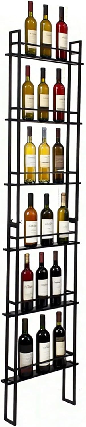 Wine Racks Wall Mounted, 6-Tier Wine Storage Holder, Black Industrial Bar Liquor Bottle Display Shelf, for Home Bar, Kitchen, Dining Rooms, & Wine Cellars (Black, 1 Column)