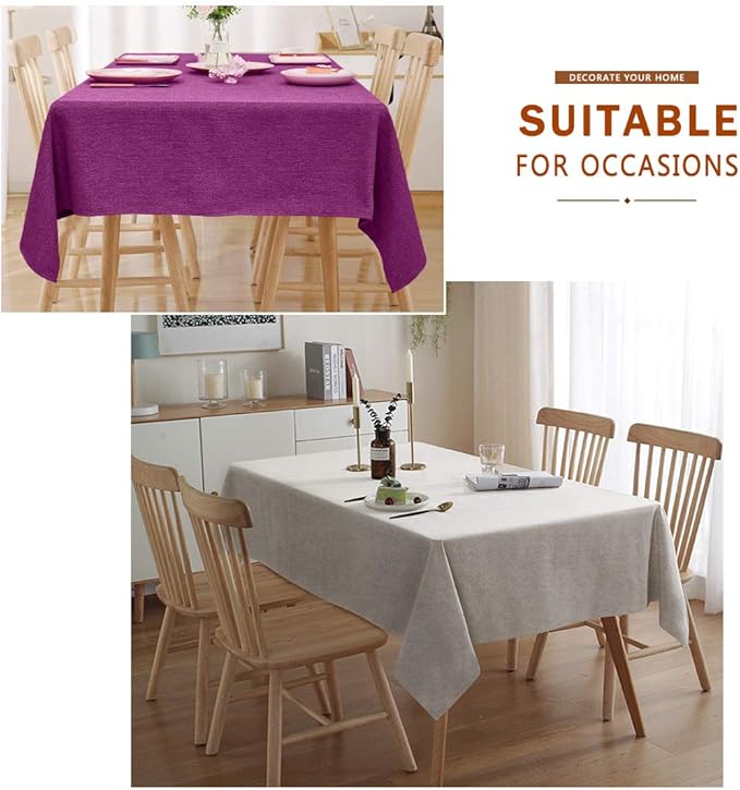 Table Cloth Rectangle Table Cover 55x71 Inches Soft-Brushed Finish Wrinkle Free and Waterproof Beige Rectangle Tablecloth for Kitchen Party Buffet Wedding