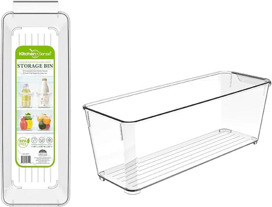 Fridge Fruit Storage Containers Stackable Fruit And Vegetable Storage For Refrigerator - Pantry Bins With Handle - Clear Plastic, BBA-free, 11.8" W x 3.9" D x 3.9" H