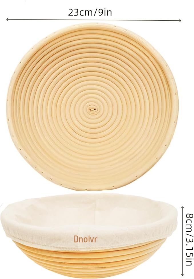 Sourdough Bread Kit - 9" & 10" Banneton Baskets, Bread Lame, Dough Scraper, Silicone Sling - Artisan No-Knead & Dutch Oven Baking Starter Set (Set 2)