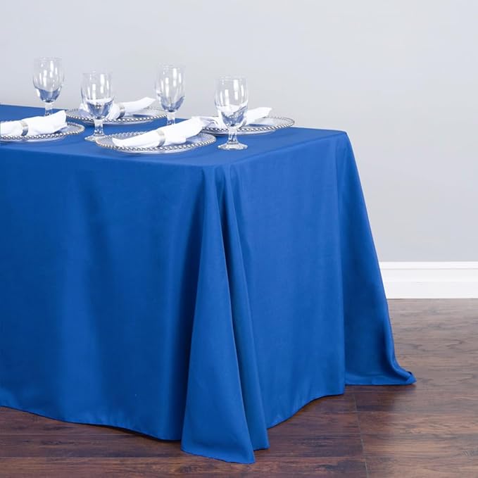 LinenTablecloth 90 x 156-Inch Rectangular Polyester Tablecloth Royal Blue