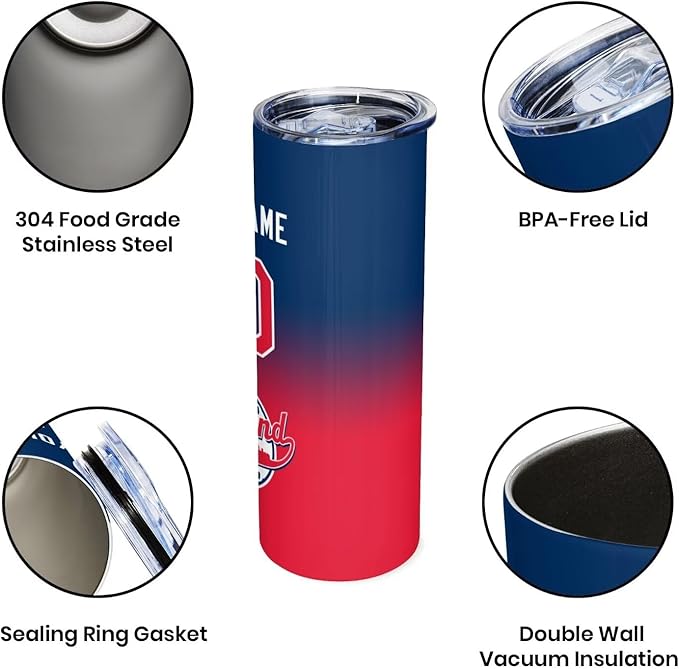 Custom Tumbler Stainless Steel Cup Personalized Baseball Vacuum Insulation Travel Mug Add Your Name Number Fans Gift for Baseball Fans