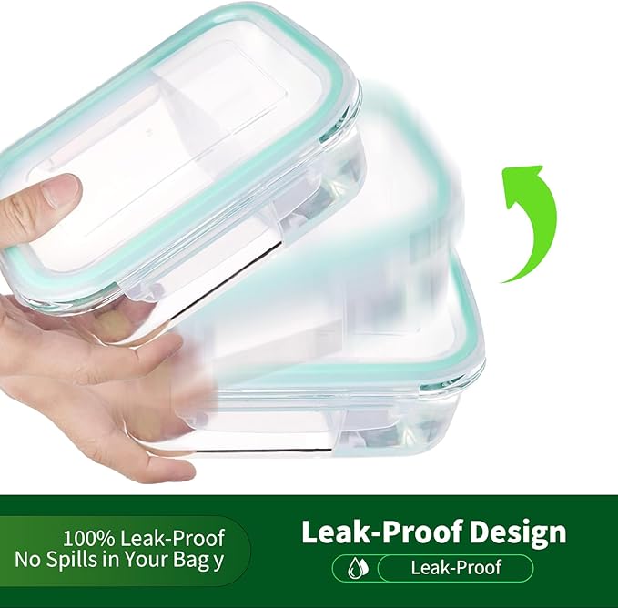 Are l 【4-Packs, Glass Meal Prep Containers with Snap Locking Lids Glass Food Containers,Airtight Lunch Container,Microwave, Oven, Freezer and Dishwasher