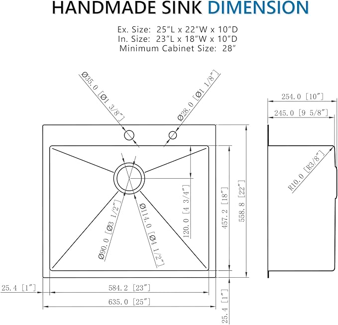 25 Inch Black Drop In Kitchen Sink, Doirteal 25 x 22 x 10 Inch Matte Black Bar Sink Topmount 16 Gauge Stainless Steel Single Bowl Kitchen Sinks Single Basin with Bottom Grid