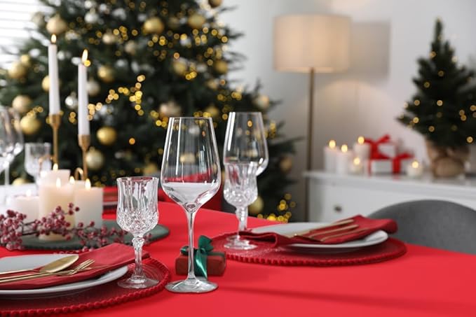 homing Rectangle Vinyl Tablecloth, Waterproof Spillproof Plastic Flannel Backed Table Cloth, Wipe Clean Table Cover for Dining, Buffet Parties and Camping (Red, 60" x 102")