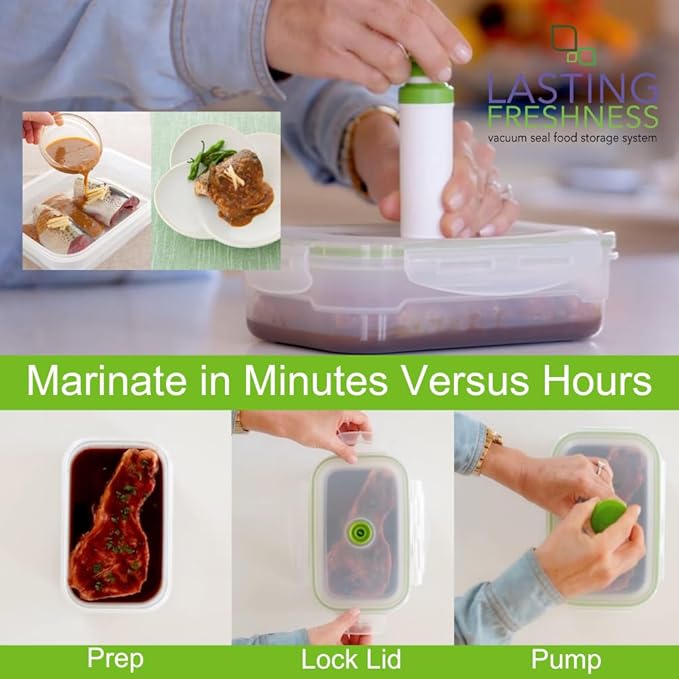 11 piece Vacuum Seal Food Storage Containers with Vacuum Pump, Airtight and Leak Proof, Vacuum Sealed Food Storage Containers, Meal Prep Containers, Keep Food Fresh up to 5 X Longer