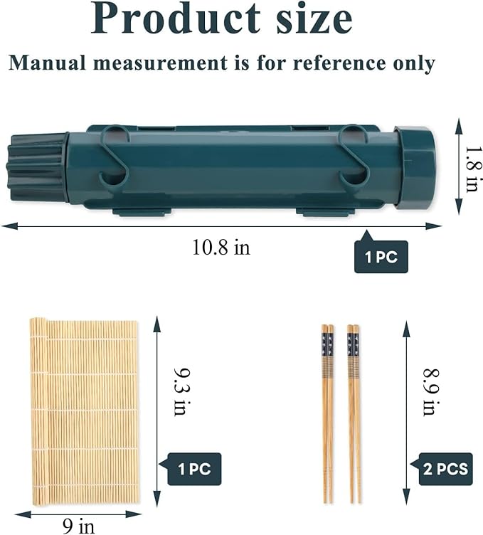 Sushi Making Kit, Sushi Roller Kit for Beginner, Sushi Bazooka with Bamboo Sushi Rolling Mats, Rice Mold, Chopsticks, Sushi Mold, Sushi Maker