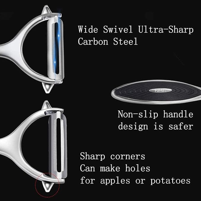 Vegetable, Apple Peelers for kitchen, Fruit, Carrot, Veggie, Potatoes Peeler, Y-Shaped and I-Shaped Stainless Steel Peelers, with Ergonomic Non-Slip Handle & Sharp Blade, Good Sturdy (2PCS)
