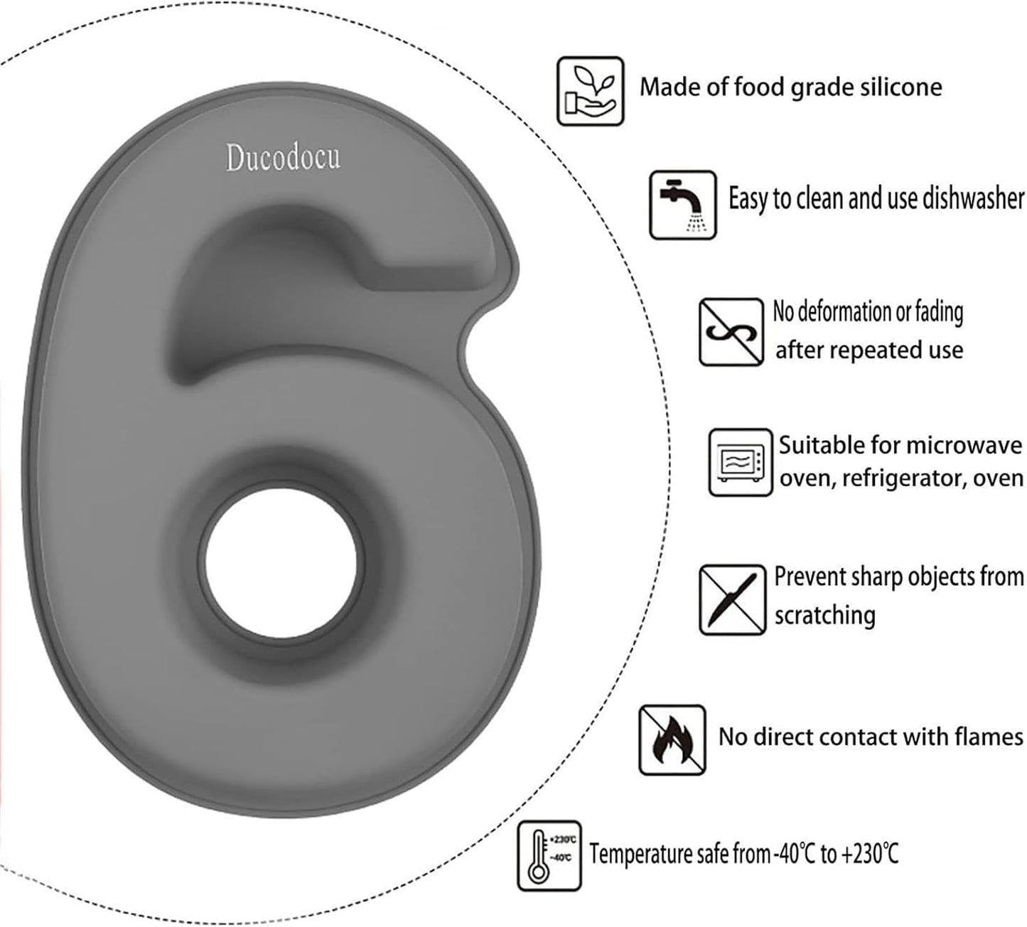 Ducodocu 3D Silicone Cake Pans Large Number Cake Mould Novelty Cake Tins DIY Baking Mold for Birthday Wedding Anniversary 10 inch Number of 6