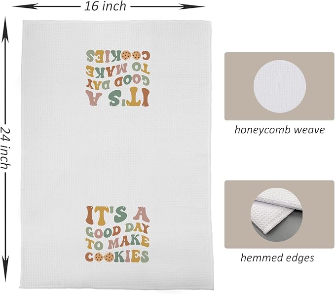 Baking Gifts Kitchen Towels, Gifts for Bakers Cookie Lovers Cooks Dish Tea Towel for Kitchen Baking, Groovy It's a Good Day to Make Cookies Hand Towels, 16x24