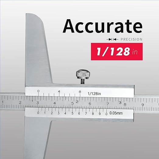 0-150mm Depth Vernier Caliper Micrometer Measuring Tool, 0.02mm Resolution,Carbonsteel Caliper Measuring Tool, DRINYOUNG (0-150/128in Depth Caliper)