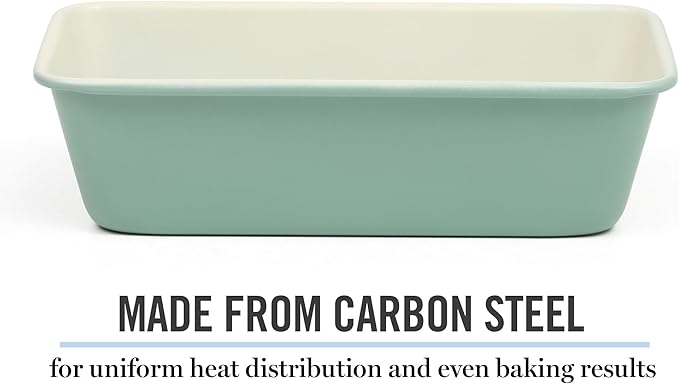 Martha Stewart Gallen 9-Inch Nonstick Carbon Steel Loaf Pan – Teal, Durable Bakeware for Even Baking and Easy Release