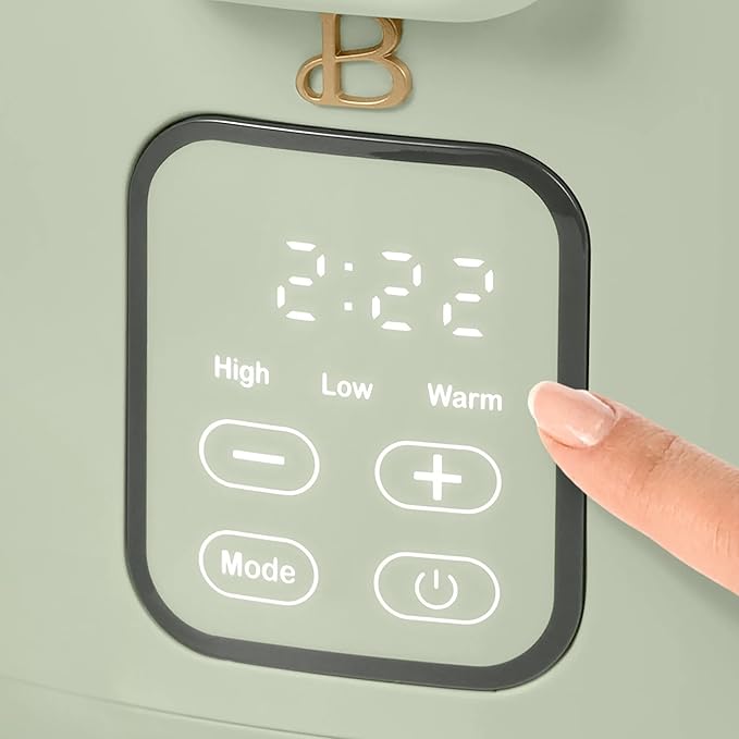 Beautiful 4-Qt Programmable Slow Cooker with Hinged Locking Lid & Touch Display – 3 Heat / 4 Timer Settings (Sage Green)