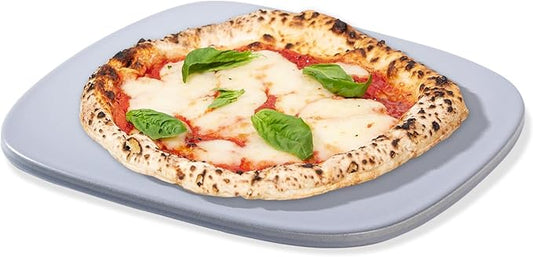 Pizza Stone, 12" x 11" x 0.47" Ceramic Coating & Cordierite Pizza Stones for Oven Grill BBQ, Heavy Duty Non Stick Baking Stone for Pizza & Bread, Unique Shape Design Grilling Stone (Gray)