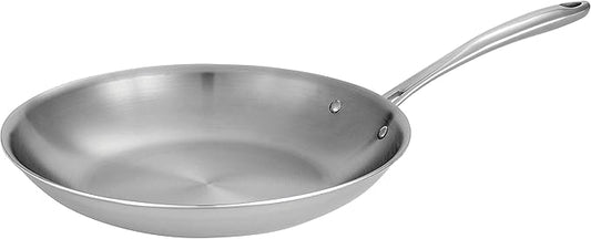 Tramontina Boston Tri-Ply Clad Stainless Steel 12-Inch Large Frying Pan, Induction-Ready Skillet, Dishwasher-Safe, NSF-Certified