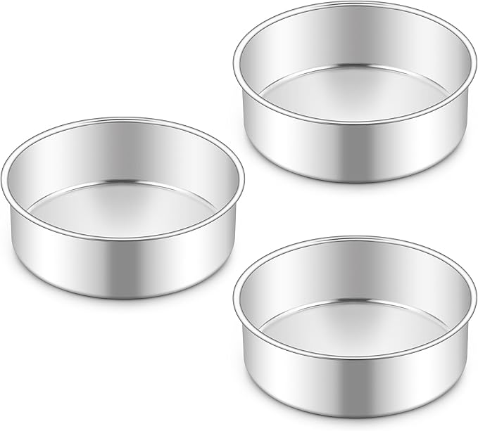 Homikit 6 Inch Round Cake Pan Set, Stainless Steel Small Baking Pans 3 Pack for Oven & Dishwasher, 2” Deep Small Nonstick Layer Cake Tins, Non-Toxic & Healthy