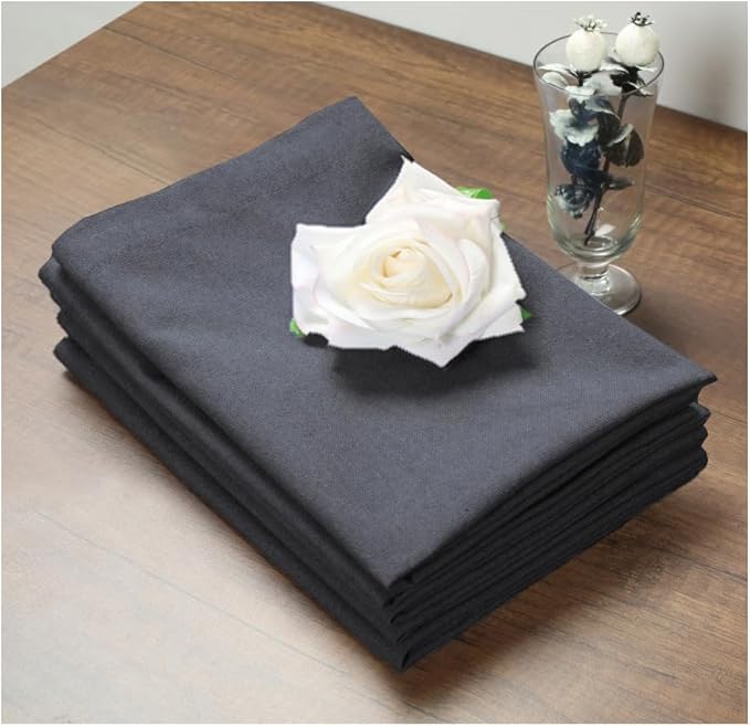 Bedding Craft Cotton Dinner Cloth Napkins Set of 12 – 18x18 Dark Grey Fabric – Reusable & Machine Washable Dinner Napkins for Weddings, Restaurants & Everyday Use
