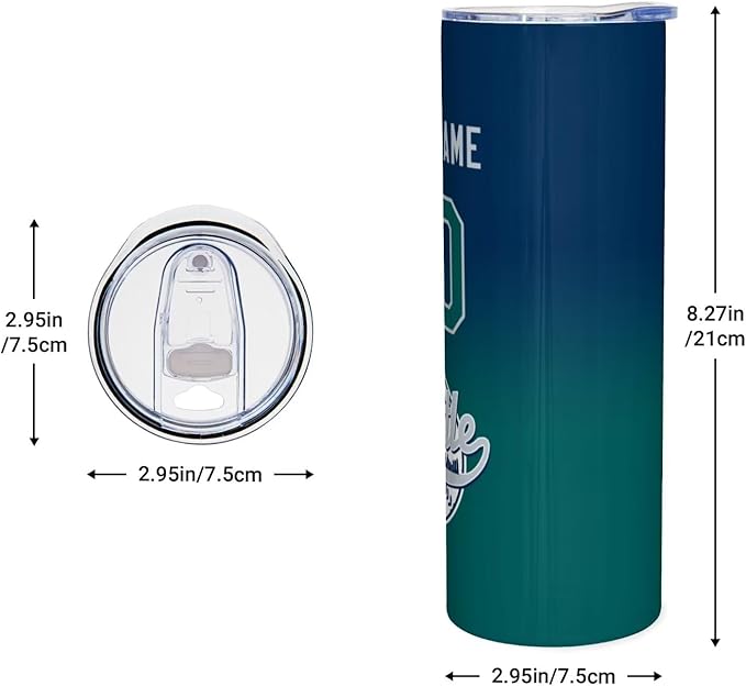 Custom Tumbler Stainless Steel Cup Personalized Baseball Vacuum Insulation Travel Mug Add Your Name Number Fans Gift for Baseball Fans