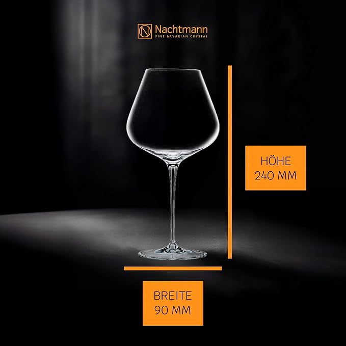 Nachtmann ViNOVA Red Wine Balloon Glass, Set of 4, 28.4-Ounces, Burgundy Wine Glasses, Tulip Shaped, Made of Clear Crystal Glass, Stemmed, Dishwasher Safe