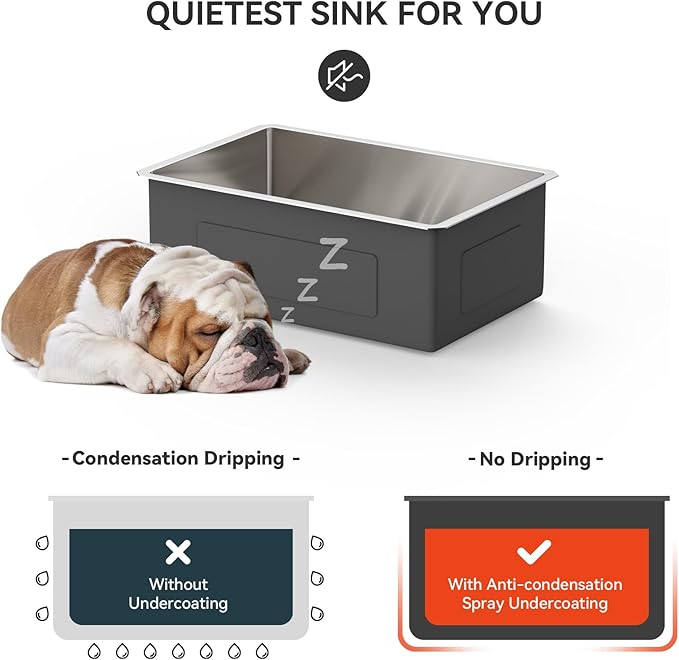 Lordear 26 inch Undermount Kitchen Sinks Stainless Steel Single Bowl Kitchen Sink Undermount 16 Gauge 10" Deep Basin 26x18 In Under Counter Sinks