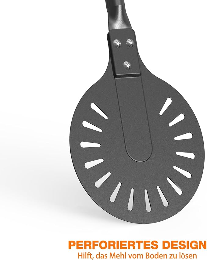 8 Inch Metal Pizza Turning Peel with 48 Inch Long Wooden Handle, Aluminum Pizza Paddle for Oven and Grill, Outdoor Pizza Oven Accessories