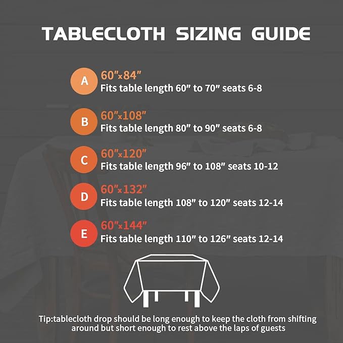 EVERLY 100% Pure Linen Rectangle Tablecloths 60x132Inches for Dining, Buffet Parties, Picnic,Events, Weddings and Restaurants, Decorative Halloween, Thanksgiving Machine Washable Tablecloths-White