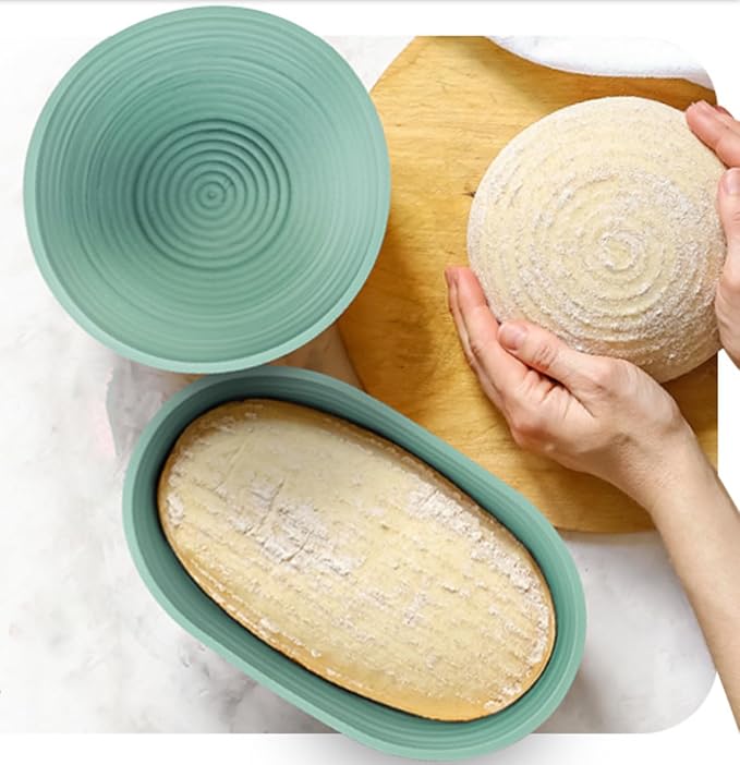 Banneton Bread Proofing Basket, Sourdough Baking Supplies, Sourdough Starter Kit Beginners, Bread Lame, Danish Dough Whisk, Bread Basket, Sourdough Banneton Basket (Sage Green 2)