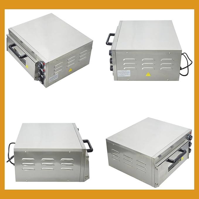 110V Commercial Pizza Oven Single-Deck Electric Countertop Pizza Baking Machine 2KW Stainless Steel Portable Oven with Time Control 0-120min for Home and Restaurant