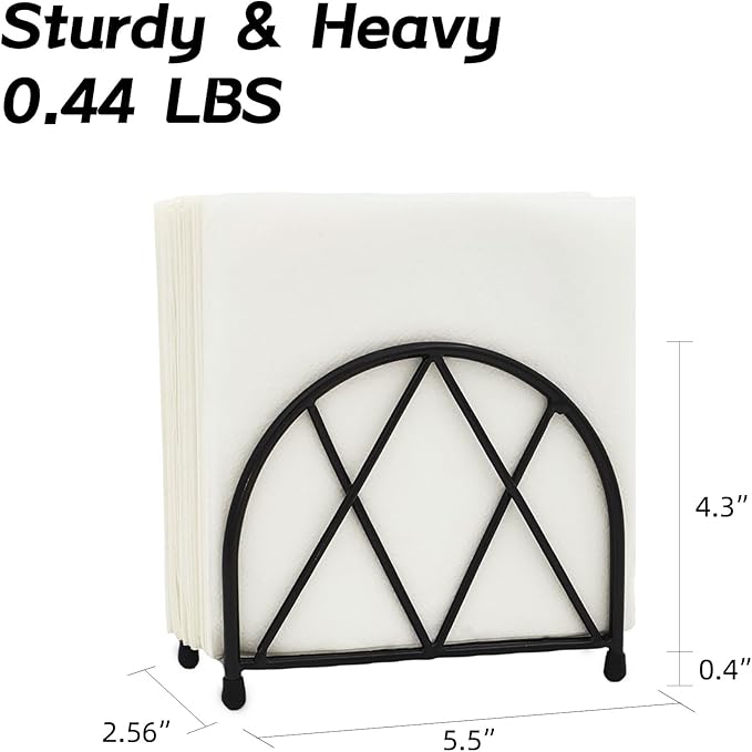 Black Napkin Holder for Table, Modern Minimalist Large Metal Napkin Holder for Home Kitchen Restaurant Cocktail Bar Décor