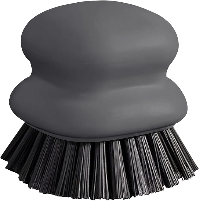 Dish Brush with Handle, Kitchen Scrub Brushes for Cleaning, Dish Scrubber with Nylon bristles for Sink, Pots, Pans(1Pack Grey Nylon bristles)