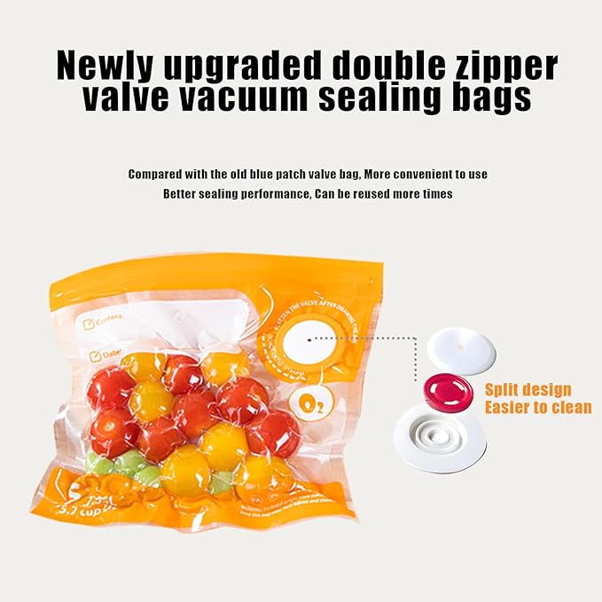Compact Vacuum Sealer For Food, Powerful Handheld Vacuum Sealer Machin with 20Pcs Reusable Sous Vide Bags(4 SIZE), 4 Sealing Clip, 2 Clips for Sous Vide Cooking, 2 vacuum wine stoppers