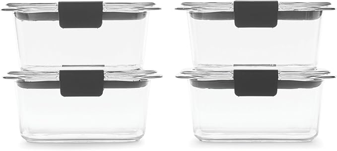 Rubbermaid Brilliance BPA Free Airtight Food Storage Containers with Lids, Set of 4 (4.7 Cup) Ideal for Lunch, Meal Prep, and Leftovers